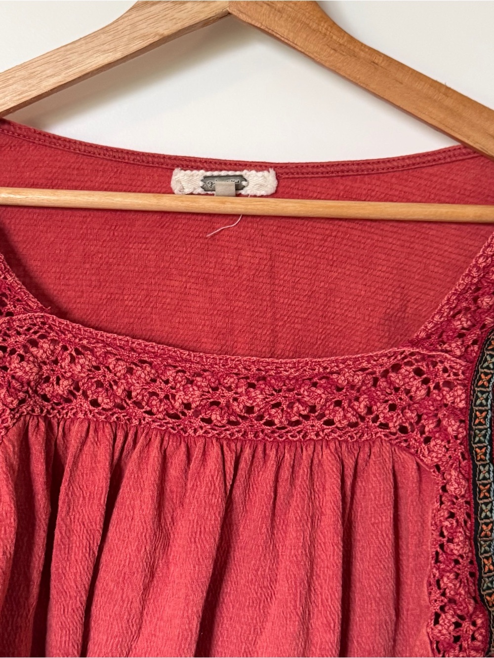 Gimmicks Women’s Pink Red Boho Peasant Top Square Neck 3/4 Sleeve Small - Picture 6 of 9